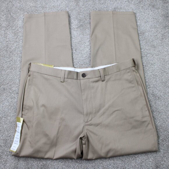 Haggar H26 Pants NWT Mens 38x32 Beige Stretch Khaki Classic Fit No Iron Creased - Picture 1 of 14